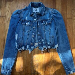 Zara Distressed Denim Jacket XS
